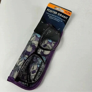 Foster Grant Reading Glasses +1.75 | Chic Purple Floral Case NWT